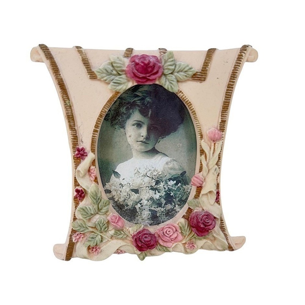 Picture Frame Floral Rose Resin Scroll Shabby Chic Cottage Victorian Small